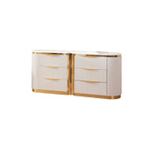 Pluto Gold Detailed 6-Drawer Dresser made with Wood in White (Includes Dresser only )