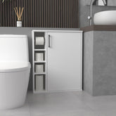Saturn Wall-Mounted Medicine Cabinet With 1 Door And 3 Open Shelves, Modern Bathroom Storage Organizer, White
