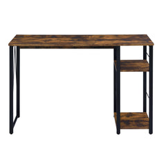 Pluto Oak and Black 2-Shelf Rectangular Writing Desk