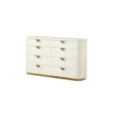 Harmony Pierre Modern Style 8- Drawer Dresser(INCLUDES ONLY DRESSER) Made with Wood and Gold Accents in Beige