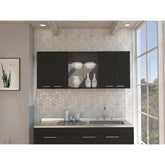 Archive 150 Wall Cabinet With Glass, Four Interior Shelves, Two Double Door -Black