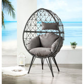 Astyanax Light Gray Fabric & Black Wicker Patio Lounge Chair