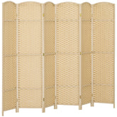 Folding Room Divider Screen 6 Panel 5.6' Tall Privacy Screen Freestanding Room Partition for Home Office, Beige