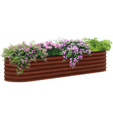 7.9' x 2' x 1.4' Galvanized Raised Garden Bed Kit, Metal Planter Box with Safety Edging, Brown