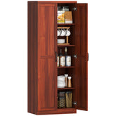 63" Kitchen Pantry Storage Cabinet with Doors and Shelves, Tall Kitchen Cabinet with 2 Doors and 5-tier Shelving