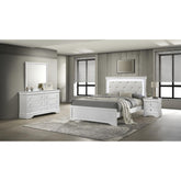 Iphigenia Upholstered Modern Style 4 Pc Queen Bedroom Set with LED Headboard Made with Wood in White(CA WAREHOUSE)