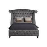 Story Modern style Crystal Tufted Queen Bed made with wood in Gray
