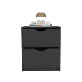 Nightstand Gandu, Two Drawers, Black Wengue Finish