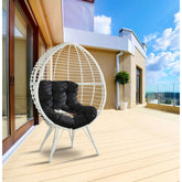 Vault Black Fabric & White Wicker Patio Lounge Chair