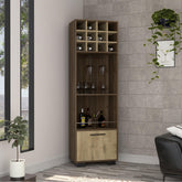Chronicle Corner Bar Cabinet, Eight Built-in Wine Rack, Two Side Shelves