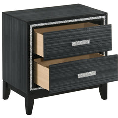 Pluto Black 2-drawer Nightstand