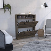 Eternity Shoe Rack, Superior Top, One Open Shelf, Two Extendable Shelves -Dark Brown