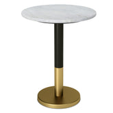 Eden Side Table in White Genuine Marble and Black/Gold Iron