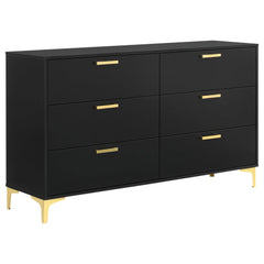 Paris Black/Gold 4-piece Tufted Panel Queen Bedroom Set