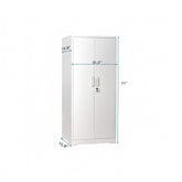 Apocalypse Furniture Direct Ironclad 71" Metal Storage Cabinet with Locking Doors and 4 Adjustable Shelves, Heavy-Duty Steel Cabinet for Garage, Laundry, Office, or Warehouse, Cream White