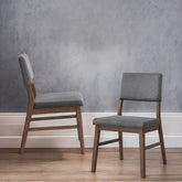 Athena Gray Corduroy & Walnut Finish Side Chair (Set of 2)