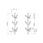 Melody Eight Hook Coat Rack Wall Mount - White