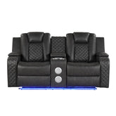 WALTZ LED & Power Reclining Loveseat Made With Faux Leather in Gray