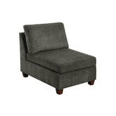 1pc ARMLESS CHAIR ONLY Grey Chenille Fabric Modular Armless Chair Cushion Seat Living Room Furniture