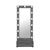 Helen Grey Tall Mirror with Drawer and Speakers