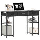 47" Small Computer Desk, Writing Desk with Fabric Drawers, Home Office Desk with Adjustable Shelves, Black