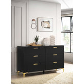 Paris Black and Gold 6-Drawer Rectangular Dresser