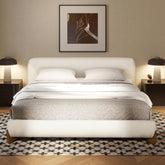 Vista Puffy Modern Platform Bed, King, Ivory White Boucle