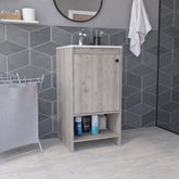 Showcase Bathroom Vanity, Single Door Cabinet, Two Shelves -Light Gray