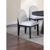 White Fabric Soft Cozy Texture 2pc Dining Chairs Upholstered Seat Back Ergonomic Support Side Chair