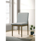 Natural Tone Frame Light Gray Fabric Set of 2pc Side Chairs Dining Room Furniture Chair Upholstered Seat