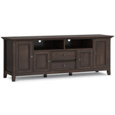 Atlas 72 inch Wide Solid Wood TV Stand in Brunette Brown For TVs up to 80 inches