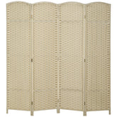 Folding Room Divider Screen 4 Panel 5.6 ' Tall Privacy Screen Freestanding Room Partition for Home Office, Beige