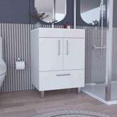 Hector Single Bathroom Vanity, Double Door Cabinet, One Drawer -White