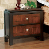 Menelaus Walnut 1pc Nightstand Only Transitional Solid wood 2-Drawers Square Chrome Knobs Multitone Unique Nightstand