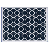 Reversible Outdoor Rug, 9' x 12' Waterproof Plastic Straw Floor Mat, Portable RV Camping Carpet, Large Floor Mat for Backyard, Deck, Picnic, Beach, Blue & White