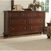 Iphigenia Transitional Style 7-Drawers Dresser with Metal Drawer Knobs Made with Wood in Dark Walnut