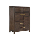 Oasis Modern Style 5-Drawer Chest Made with Wood in Walnut