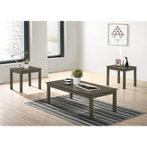 Dark Grey Color Elegant 3pc Coffee Table Set 1x Coffee Table and 2x End Tables Living Room Furniture