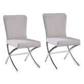 Quasar and Chrome Side Chairs with Metal X Shape Legs (Set of 2)