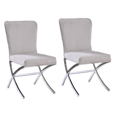 Quasar and Chrome Side Chairs with Metal X Shape Legs (Set of 2)