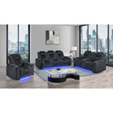 Epic Black 3PC Power Reclining Sofa-Loveseat and Recliner with Power Headrest, LED and more