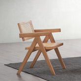 Eternity Stylish Rattan Arm Chairs Set of 2 Natural Finish Mid-Century Modern Kitchen Dining Furniture