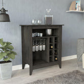 Halo Bar Cabinet, One Open Shelf, Six Built-in Wine Rack, One Drawer -Espresso