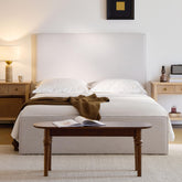 Chronicle Tall Headboard Upholstered Bed / 52" High Headboard / Elegant Simplicity / No Box Spring Needed / Easy Assembly / King / Textured Ivory Canvas