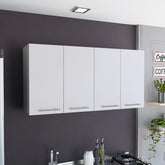 Wall Cabinet 24" H, four Doors, with two internal Shelves and internal plate and glass organizer, white