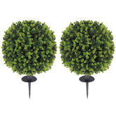 2 Pack 1.3ft Artificial Ball Eucalyptus Topiary with Ground Stake, UV Resistant Faux Greenery for Indoor Outdoor