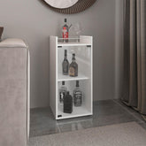 Crest Minibar Cabinet Two Doors, Open Shelf And Compact Design, Modern Bar Storage, White