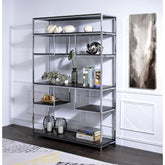 Story Rustic Gray Oak & Chrome Finish Bookshelf