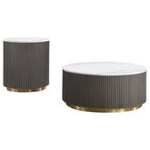 Demeter White 2-piece Round Marble Coffee and End Table Set