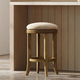 Sanctuary Counter-Height Backless Wood Swivel Barstool with Upholstered Seat, Honeysuckle, 1PC